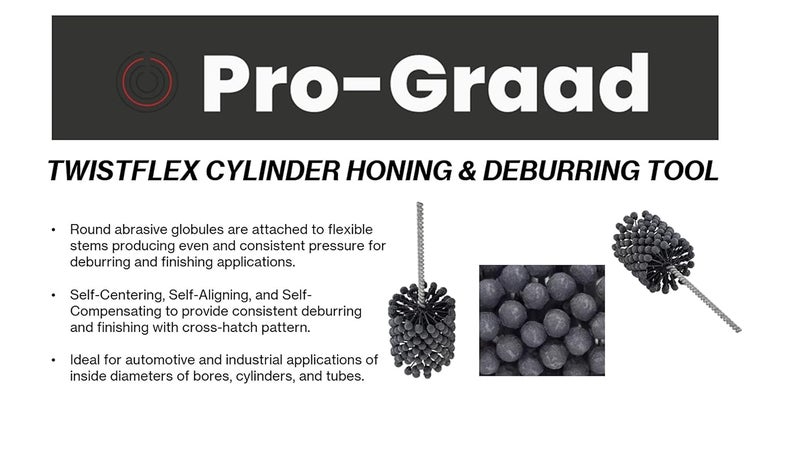 TwistFlex أداة صقل الأسطوانة Pro-Graad | أداة صقل وإزالة الشوائب للأسطوانة مرنة 4-1/8” 240SC | فرشاة بقطر 4.125" لقطر الثقوب من 3.90” – 4.15” | كربيد السيليكون 240 حبيبة 0.354" عمود 13-1/2" طول - Image 3